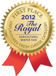 2012 First Place Winner
Unflavoured Fresh Cheese Category
The Royal Agricultural Winter Fair