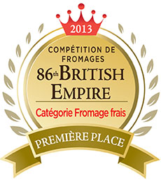 Gagnant 2013 de la première place
dans la catégorie Fromage frais
de la compétition de fromages 86th British Empire